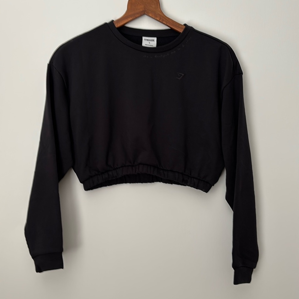 Gymshark X Whitney Simmons Black Long Sleeved Cropped Pull Over Sweatshirt Top